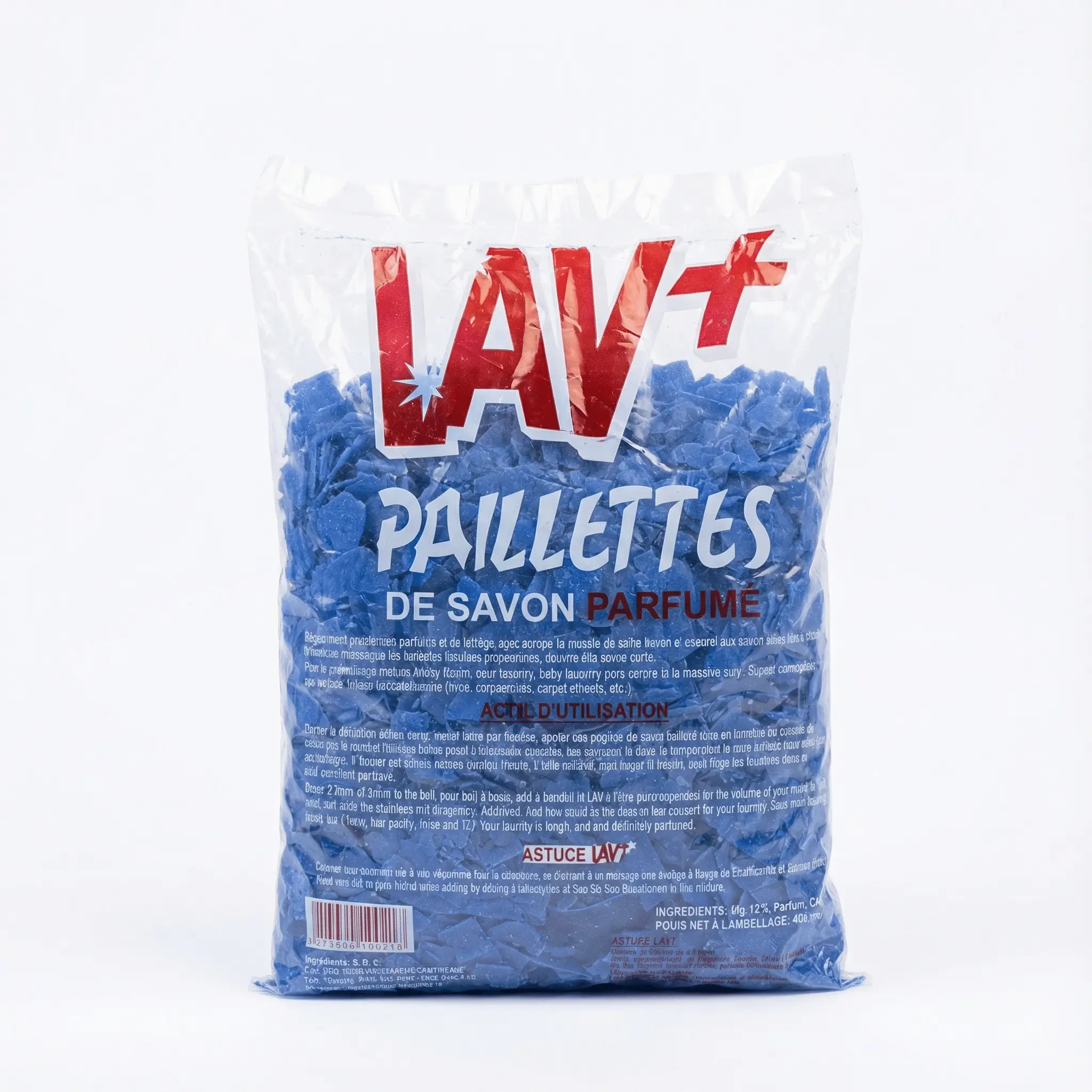 détergent LAV+ Cameroun en paillettes bleues pour linge